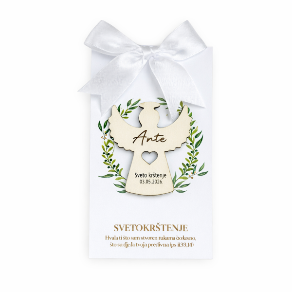 Drveni magnet anđeo